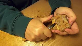 WOOD CARVING A TURTLE HOW TO WHITTLE A COMFORT TURTLE FROM COTTONWOOD BARK [upl. by Ney587]