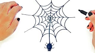 How to draw a Spider Web Step by Step  Easy drawings [upl. by Analahs]