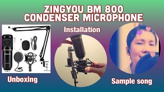 Zingyou BM 800 Condenser Microphone Unboxing Installation and sample short song cover [upl. by Nolyarg]