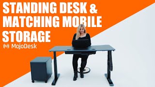 MojoDesk Workspace Electric Standing Desk and Matching Mobile Storage Bundle [upl. by Aniloj223]