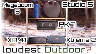 📢OUTDOOR TEST 2019 Which 1 Is The 📢LOUDEST Xtreme 2 Megaboom 3 XB41 Studio 5 or PK7 [upl. by Diandra]