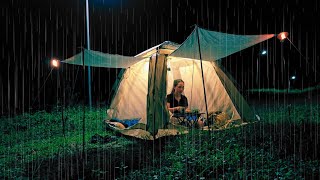 Camping in the rain with my pet making delicious baked eggs  Relaxing ASMR [upl. by Heigho290]