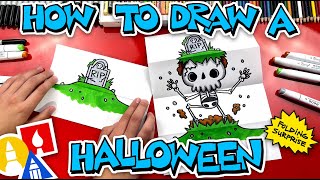 How To Draw A Halloween Folding Surprise Skeleton Grave [upl. by Ained]