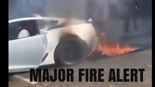 CAMMED C7 Z06 CORVETTE CATCHES FIRE AFTER BURNOUT [upl. by Viddah]