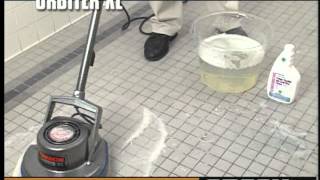 Oreck Commercial Orbiter Floor Machine Porcelain Ceramic Tile amp Grout Cleaning [upl. by Henryk]