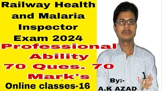 Railway Health and malaria Inspector online exam 2024online classes Class16 [upl. by Acimot185]