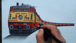 Drawing the glorious ICF Rajdhani express hauled by WAP 1 locomotive [upl. by Yalcrab473]