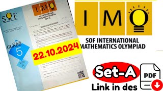 SOF IMO Class 5 Set A 202425  SOF Mathematics Olympiad Question Papersofimo imoclass5 [upl. by Ylehsa65]