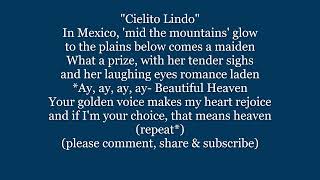 CIELITO LINDO Beautiful Heaven Lyrics Words text trending Mexican Spanish sing along song music [upl. by Blackburn849]