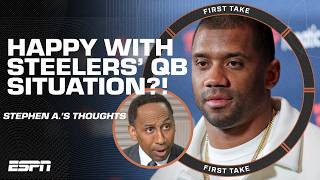 Stephen A is VERY VERY HAPPY about the Steelers QB situation with Wilson amp Fields  First Take [upl. by Eilrebmik]