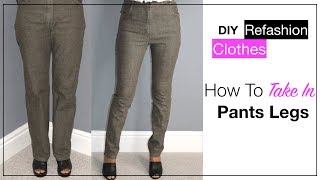 How To Take In Pants Legs The Easy Way [upl. by Derwood]