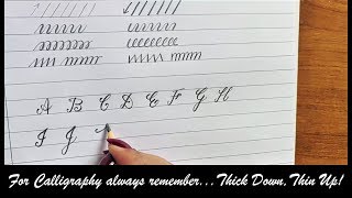 Calligraphy Alphabets  Pencil Calligraphy for Beginners  Uppercase Alphabets  Capital Letters [upl. by Idnil]