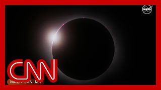 See the initial moment of eclipse totality in North America [upl. by Dlanod]