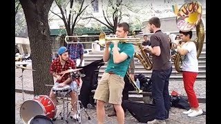 Sousaphone Trombone Trumpet Saxophone amp Drum Performance  Central Park [upl. by Oetomit115]