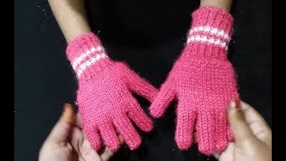 Easy Finger Gloves in Hindi Dastana kaise banay How To Make Baby Gloves Woolen gloves [upl. by Waverly910]