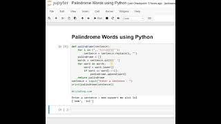 Day 3  Palindrome Words using Python [upl. by Oneida]