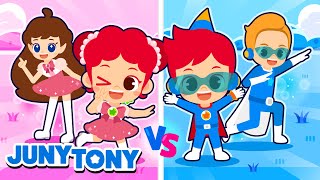 💗💙 Pink vs Blue Song More Kids Songs  Princess Songs  Cartoon  JunyTony [upl. by Salahcin]