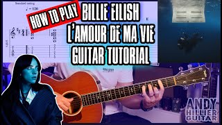 Billie Eilish  L’AMOUR DE MA VIE Guitar Tutorial Chords [upl. by Atteram777]