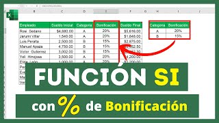 🔴Función SI en Excel🤔Cómo SACAR la BONIFICACIÓN de los TRABAJADORES en Excel [upl. by Araminta707]