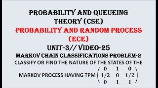 MARKOV CHAIN PROBLEM2  PQTCSE PRPECE UNIT3 VIDEO25 [upl. by Eedia]