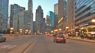 Chicago 4K  Sunset Drive  Driving Downtown [upl. by Ellevart]