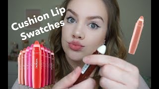 CUSHION LIPSTICKS  Revlon Kiss Cushion Lip Tints  SWATCHING EVERY SHADE [upl. by Flieger]