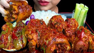 SPICY FOODSPICY PORK LEG CURRY amp SPICY EGGPLANTS WHITE RICE  MUKBANG SOUNDS [upl. by Idzik]