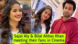 Sajal Aly amp Bilal Abbas Khan meeting their fans in Cinema  Khel Khel Mein [upl. by Graniah]