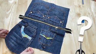 Refashion DIY💖New Item From 20 Years Old Jeans♻️From Old Jeans  Denim Upcycle  Recycle [upl. by Elburr]