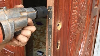 Amazing Excellent Skill Of The Carpenter  How To Installation A New Wood Door Lock [upl. by Darlene]