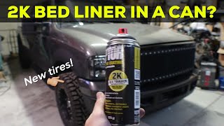 2K BED LINER IN A AEROSOL RATTLE CAN  Paint Tires for 2002 Ford F250 73 Powerstroke UPOL Raptor [upl. by Annayr188]