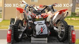 KTM 350 XCF vs 300 XCW on the Razorback Trail [upl. by Notsrik]