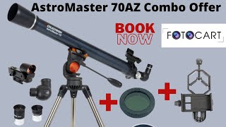 Combo Offer Celestron AstroMaster 70AZ Refractor Telescope with Phone Adapter and Moon Filter [upl. by Ellerahs]