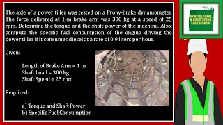 The axle of a power tiller was tested on a Pronybrake dynamometer The force delivered at 1m brake [upl. by Fallon601]