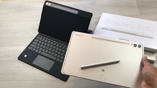 Samsung Galaxy Tab S9 Plus Beige amp Official Book Cover keyboard  Unboxing [upl. by Anahir424]