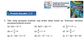 KSSM Matematik Tingkatan 4 Bab 1 Fungsi dan persamaan kuadratik dalam satu praktis kendiri 11f no2 [upl. by Trish199]