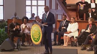 The Rev Sen Raphael Warnock says King speaks more powerfully than most politicians [upl. by Ahsirat]