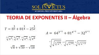 TEORIA DE EXPONENTE II  RADICACION   NIVEL ESCOLAR Teoria y Ejercicios [upl. by Edeline]