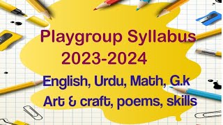 Playgroup Syllabus in Pakistan PreNursery Syllabus homeschoolingplaygroupsyllabus [upl. by Hortensia]