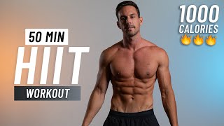 50 Min Cardio HIIT Workout To Burn 1000 Calories  Full Body At Home No Equipment [upl. by Ankney904]