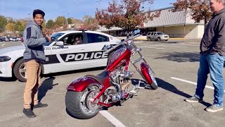 Custom Chopper so Nice POLICE OFFICER PULLS UP 🚨 [upl. by Nhojleahcim]