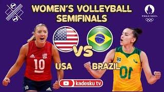 LIVE 🔴 BRAZIL VS USA  Semifinals  Paris 2024 Olympic Games Womens Volleyball  Score [upl. by Ollecram]