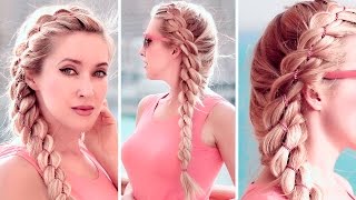 Tresse à 4 brins avec une chaine pour tous les jours ★ Tuto coiffure simple facile à faire soi même [upl. by Atinej322]