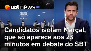 Debate SBT Candidatos isolam Pablo Marçal que só aparece aos 23 minutos do programa [upl. by Anauqed]