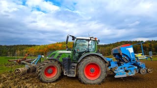 Fendt 724 Vario sät Triticale per GPS System mit Lemken Saphir 7 mit Rückansicht während der Fahrt [upl. by Renny171]