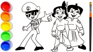 Chota Bheem Little Singham and Little Krishna Drawing  Drawing Chhota Bheem Little Singham [upl. by Yrocaj]