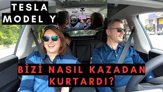 Tesla Model Y SR  Tesla Sayesinde Kaza Yapmaktan Kurtulduk [upl. by Alrac]