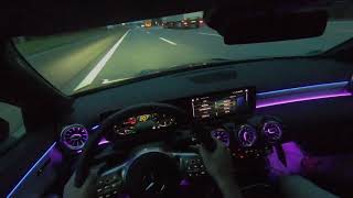 Mercedes CLA 250 POV Night Drive  NO SPEED LIMIT  Ambient Lighting [upl. by Nojram]