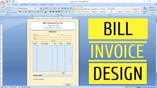 How to Create an Invoice in Microsoft Word  Bill Design in Microsoft Word [upl. by Hildegaard]