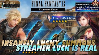 FF7 Ever Crisis  F2P Streamer Luck ACTIVATED CRAZY LUCKY summons for FF9 Crossover [upl. by Eenor]